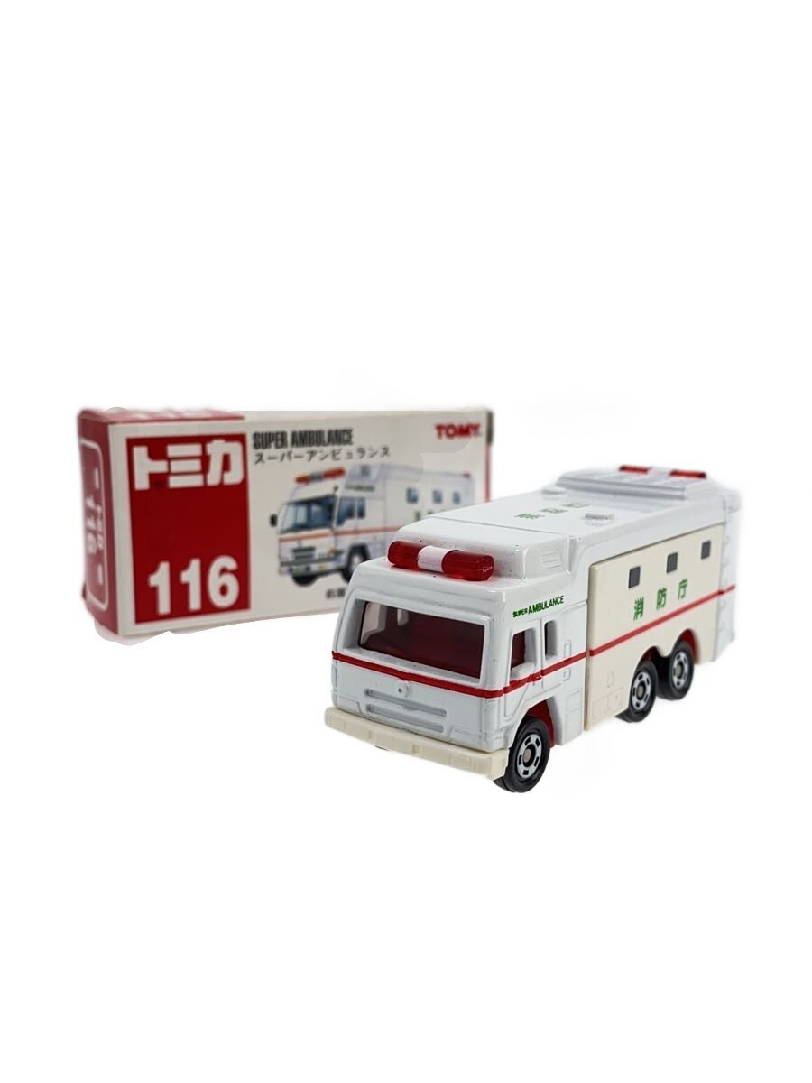 TOMY Tomica Super Ambulance No.116 (Red Box, Red Lettering, Made in China)