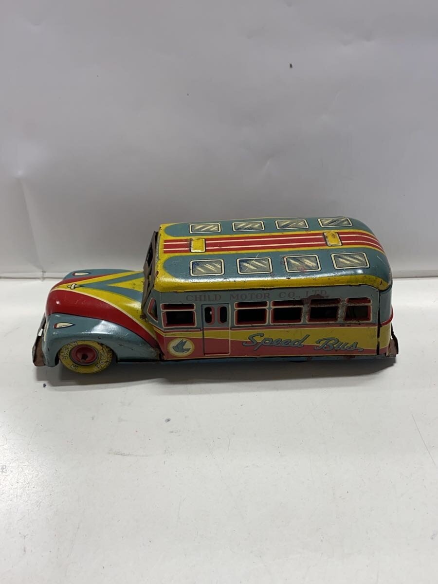Marusan 1953 Tinplate Bonnet Bus (Tin Toy) - Rust, Scratches, Paint Loss
