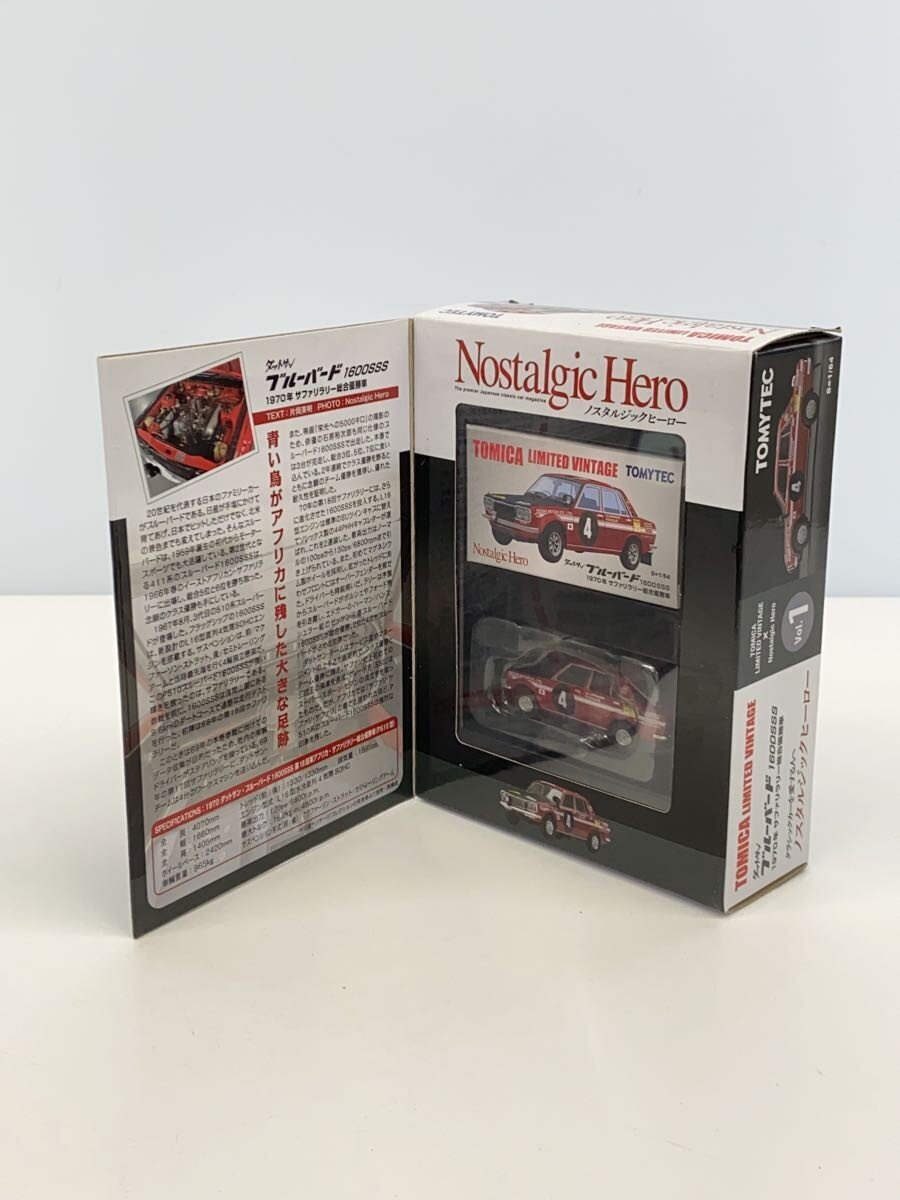 TOMYTEC Nostalgic Hero Bluebird 166SSS 1970 Safari Rally Overall Winning Car Mini Car (Red)
