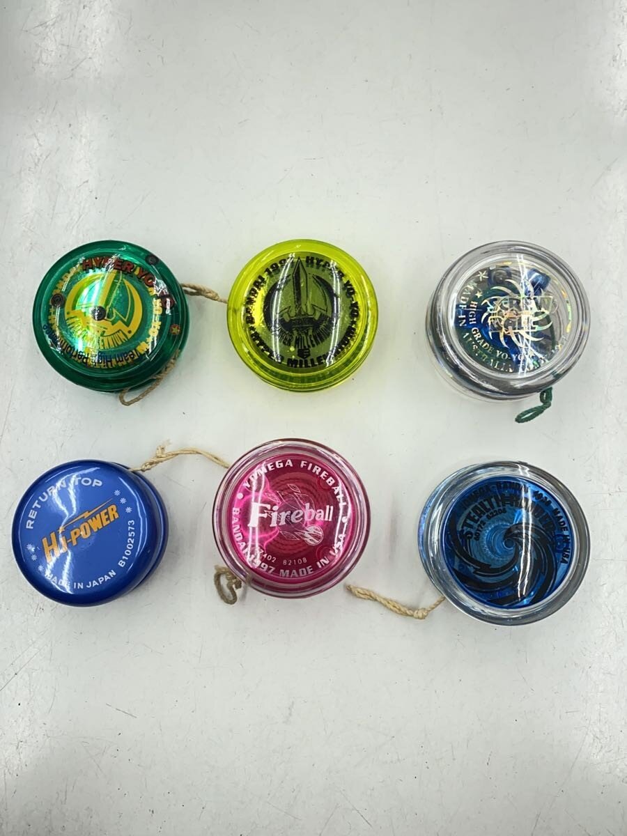 BANDAI Yo-yo Set with Case — HYPER-MILLENNIUM x2, FIRE-BALL, STEALTH-RAIDER; TOMY SCREW BALL; Hi-POWER