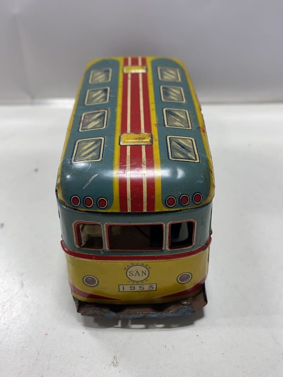 Marusan 1953 Tinplate Bonnet Bus (Tin Toy) - Rust, Scratches, Paint Loss