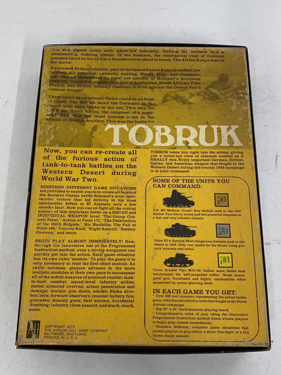 Avalon TOBRUK 1942 Tobruk Tank Battle Board Game (Japanese Scenarios)