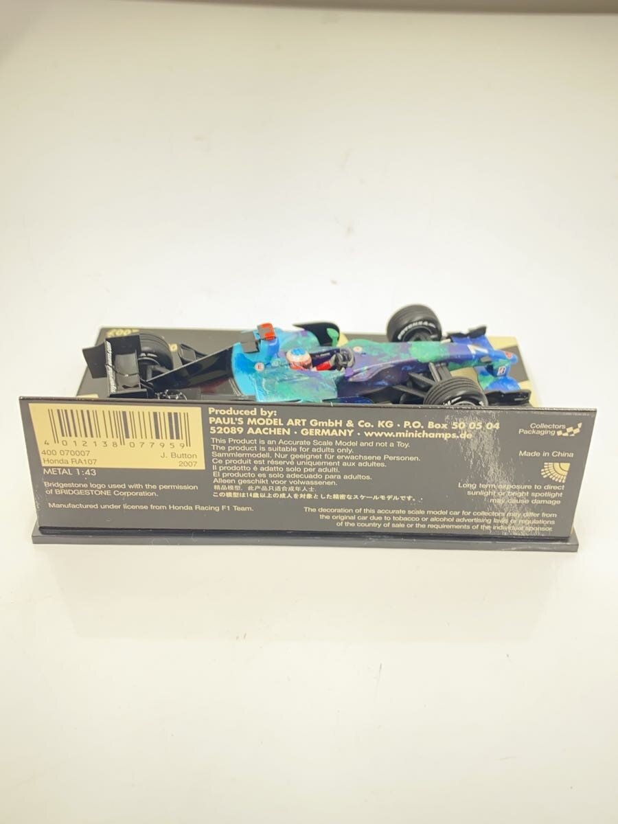 MINICHAMPS Mini Car Blue HONDA RA107 J. Button